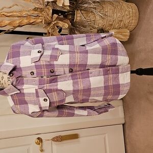 BRAND NEW WITH TAG LAVENDER PLAID FLANNEL JACKET
